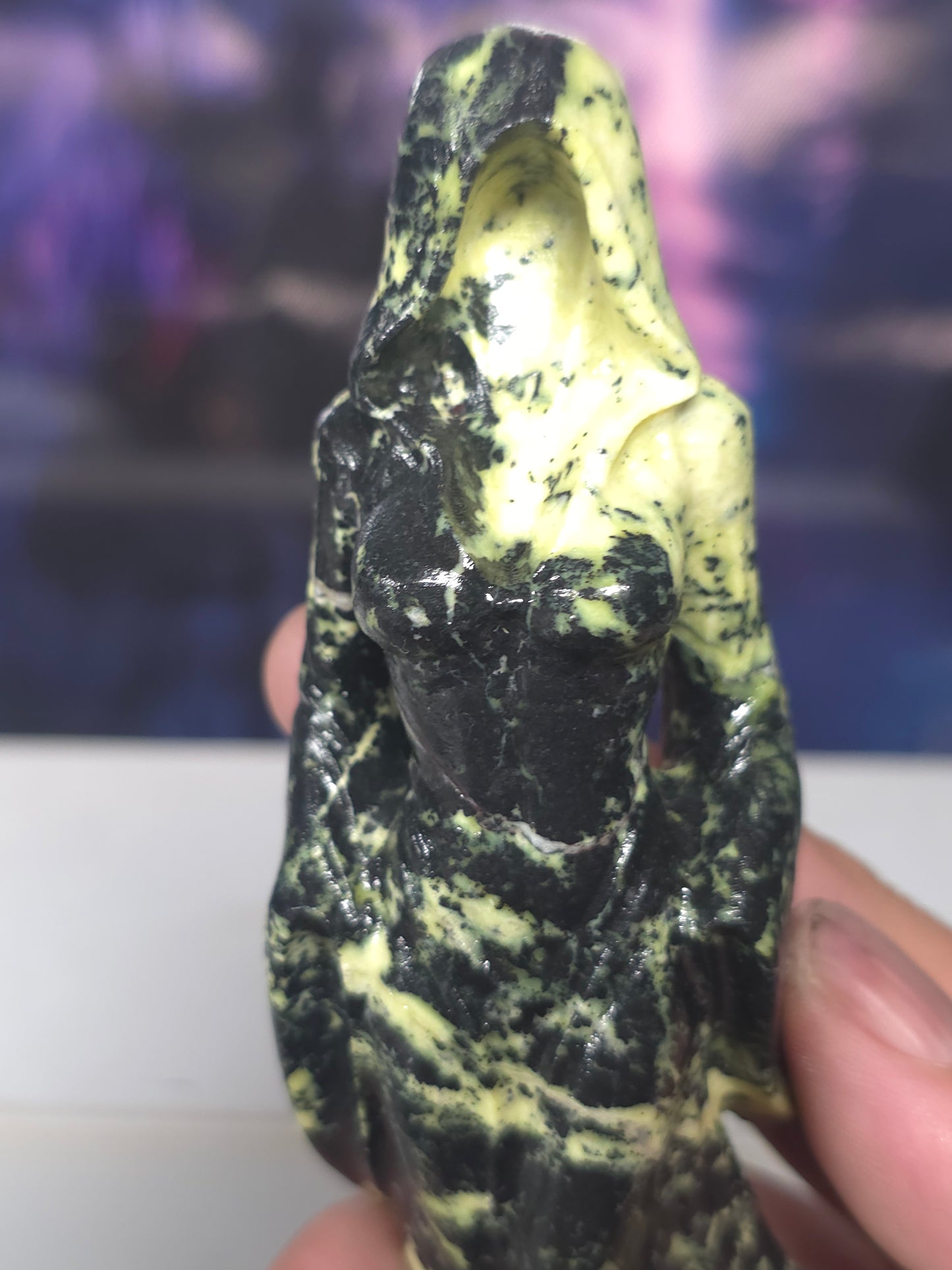 Green opal ghost ladies carved