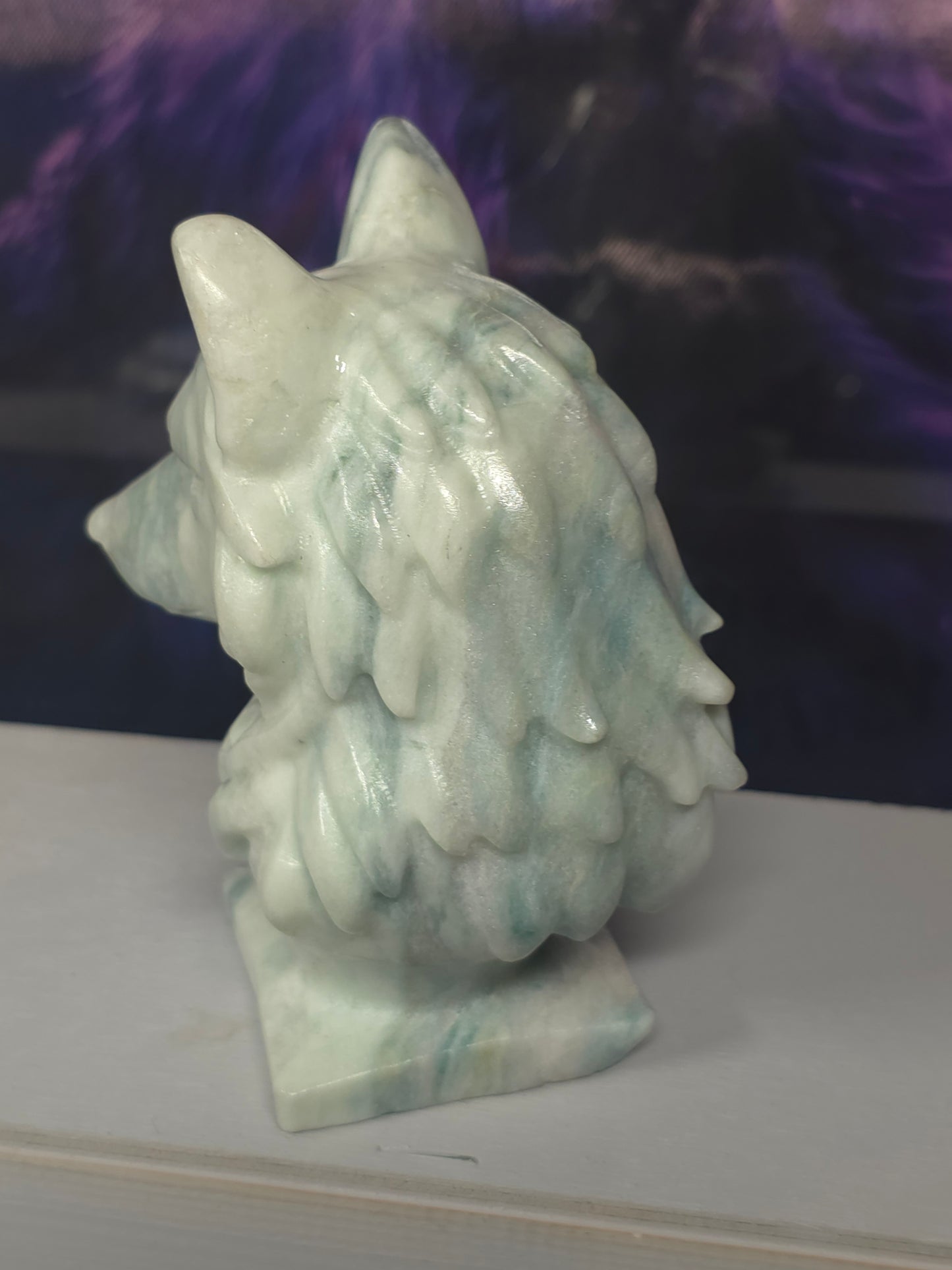 Carabean calcite large wolf bust 698gramsb