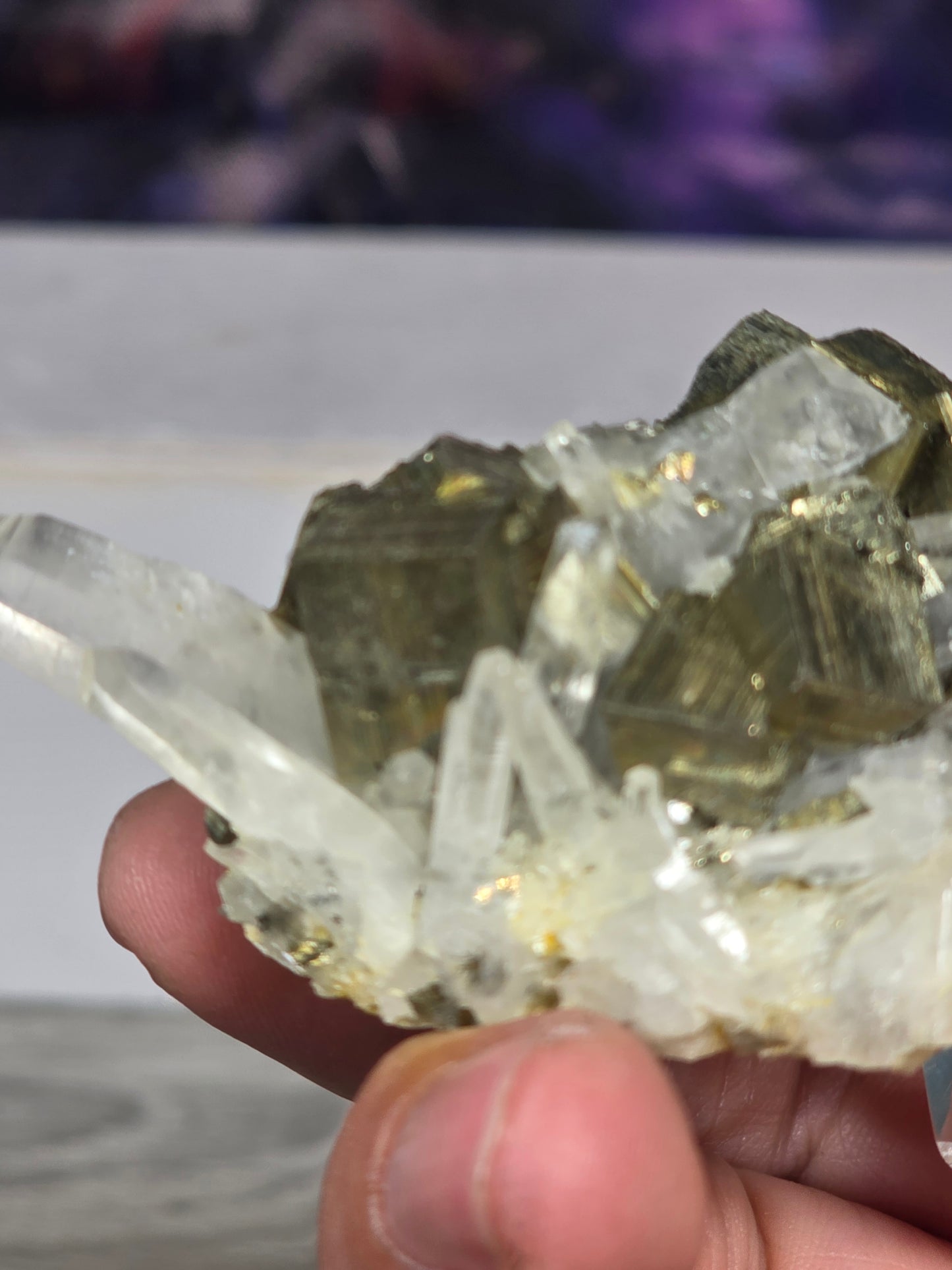 Pyrite in quartz specimen rare