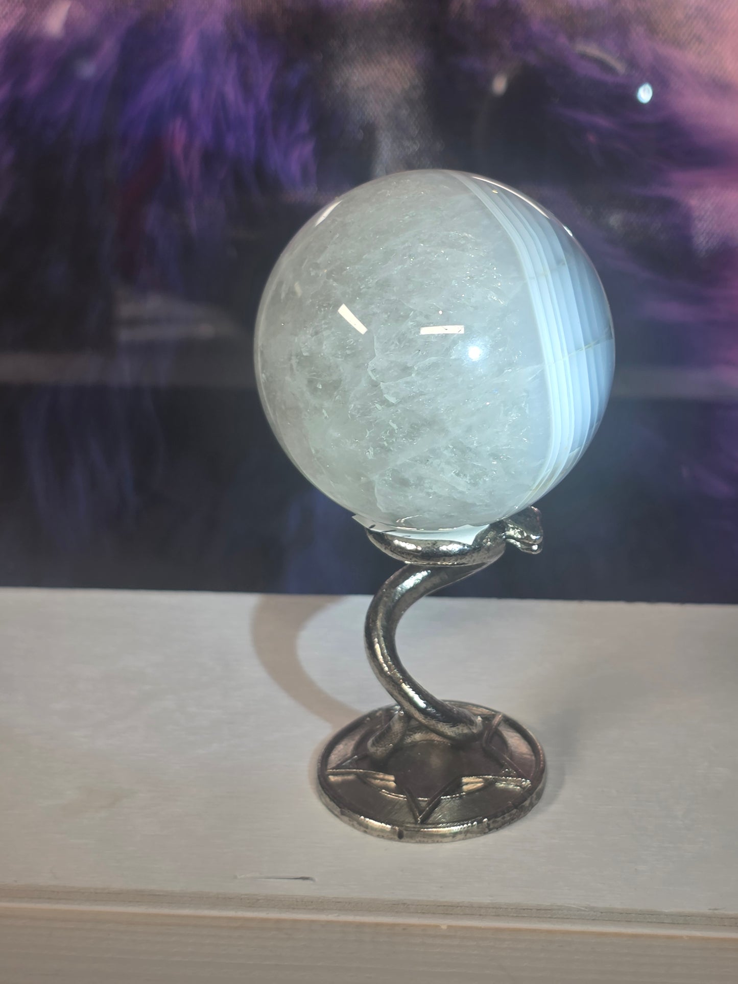 Banded agate sparkly sphere no