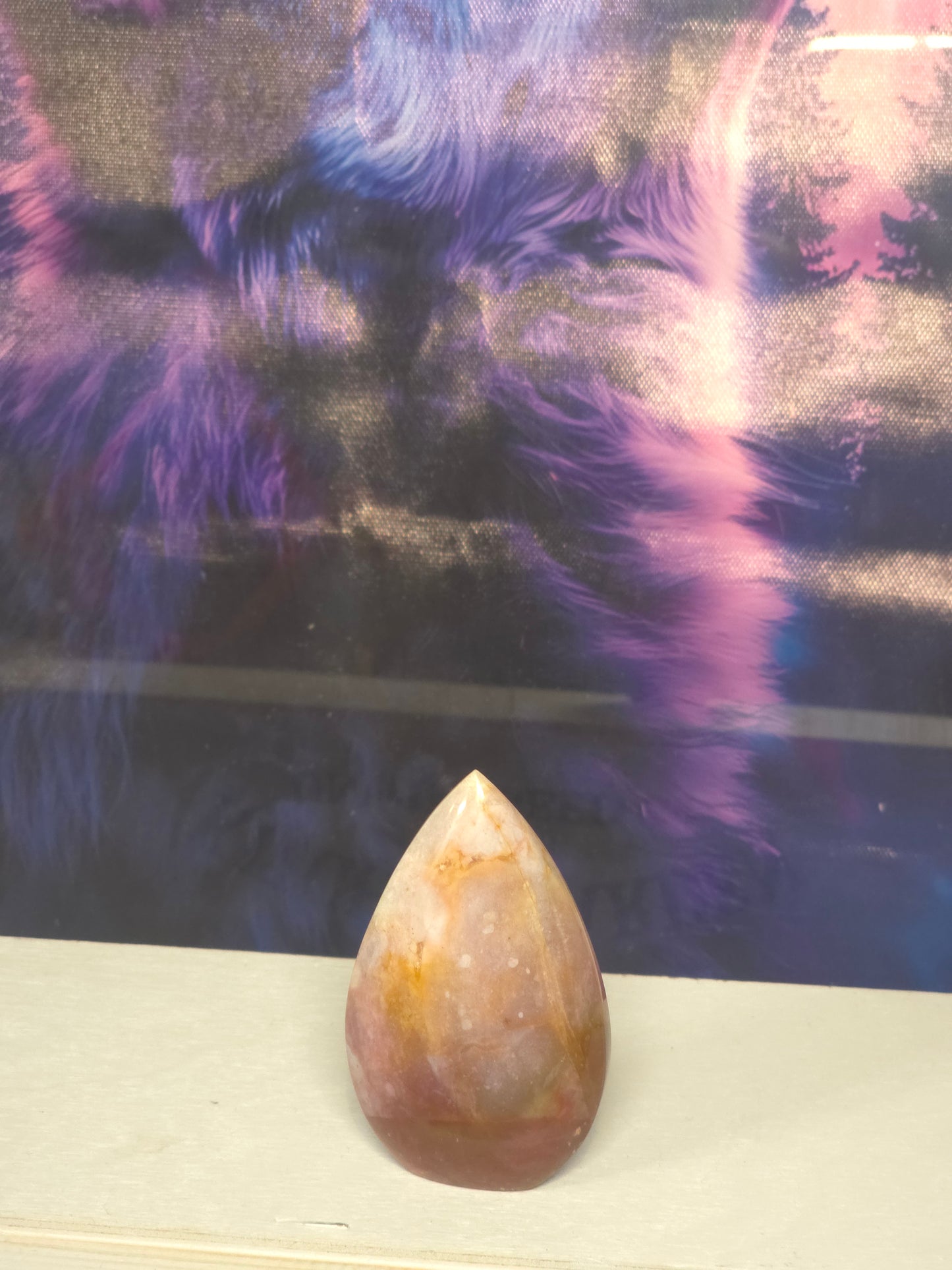 Rainbow chalcodony tear drop hand carved Indonesia