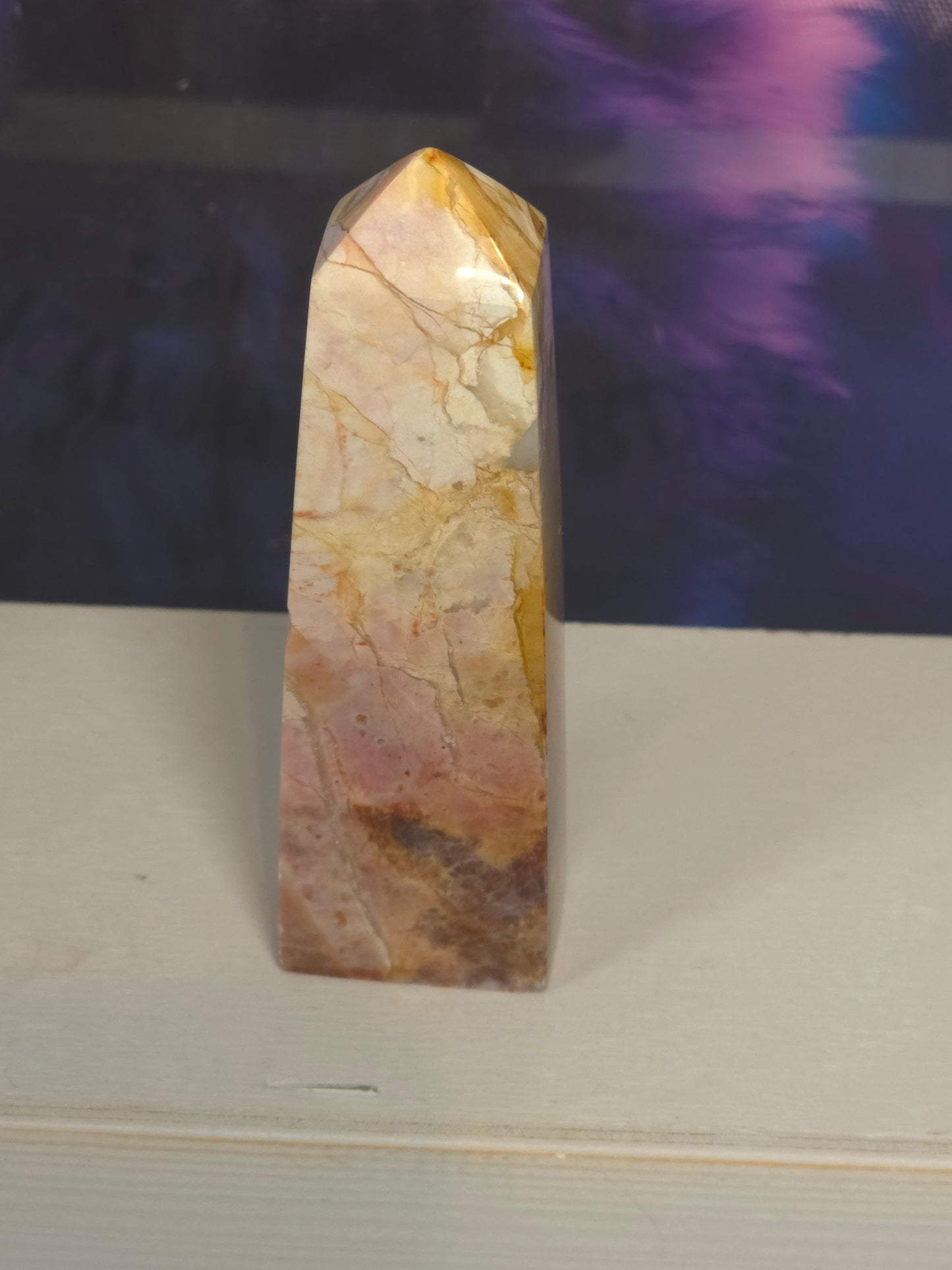Rainbow chalcodony tower hand carved Indonesia 2