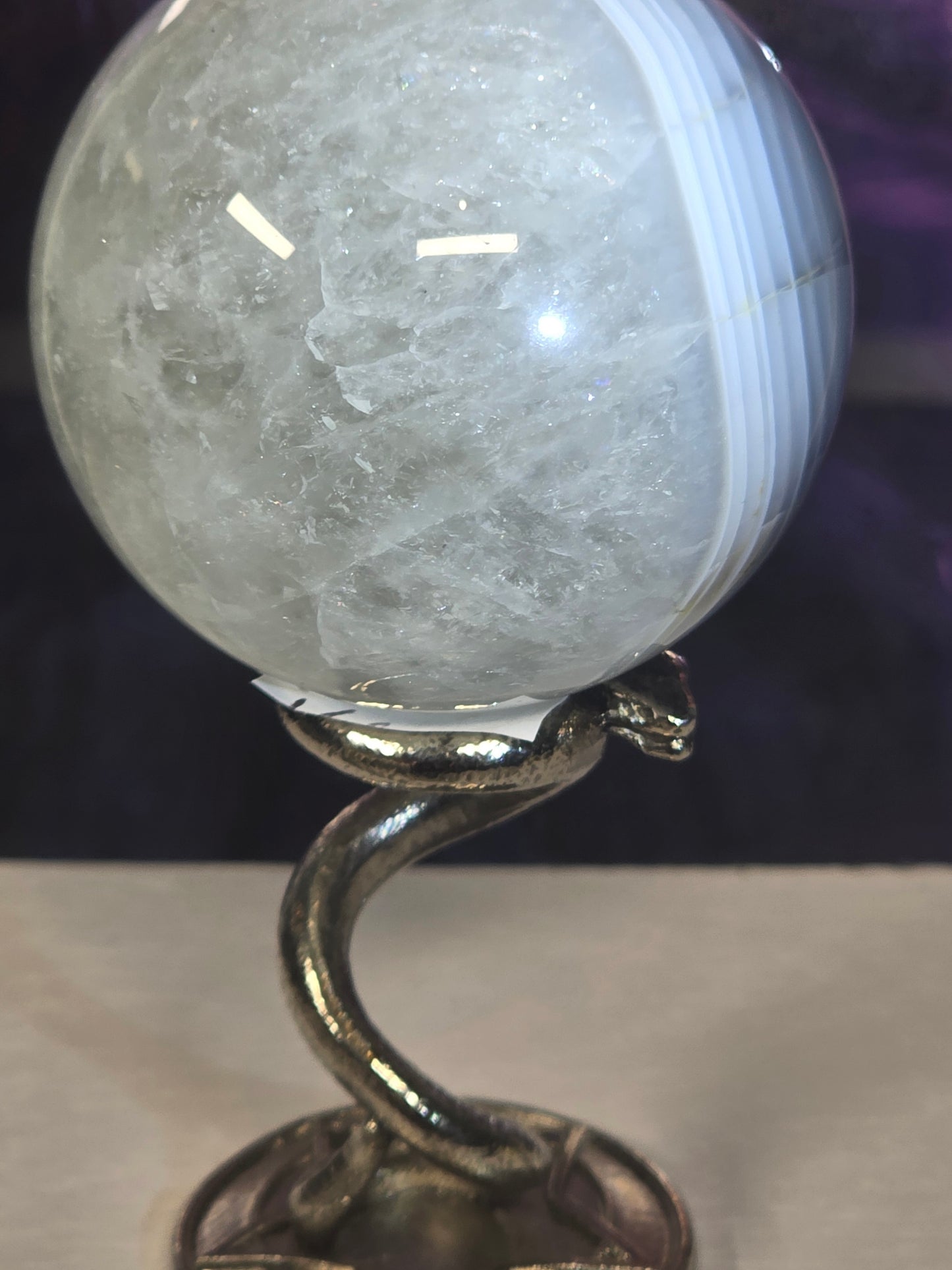 Banded agate sparkly sphere no 8