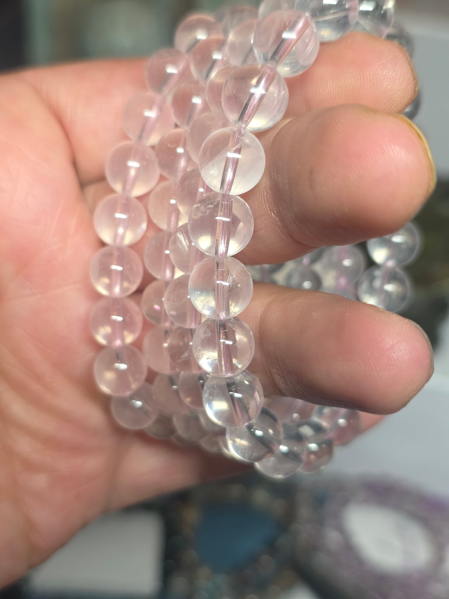 Aa+ Ice rose quartz 8mm beased bracelet