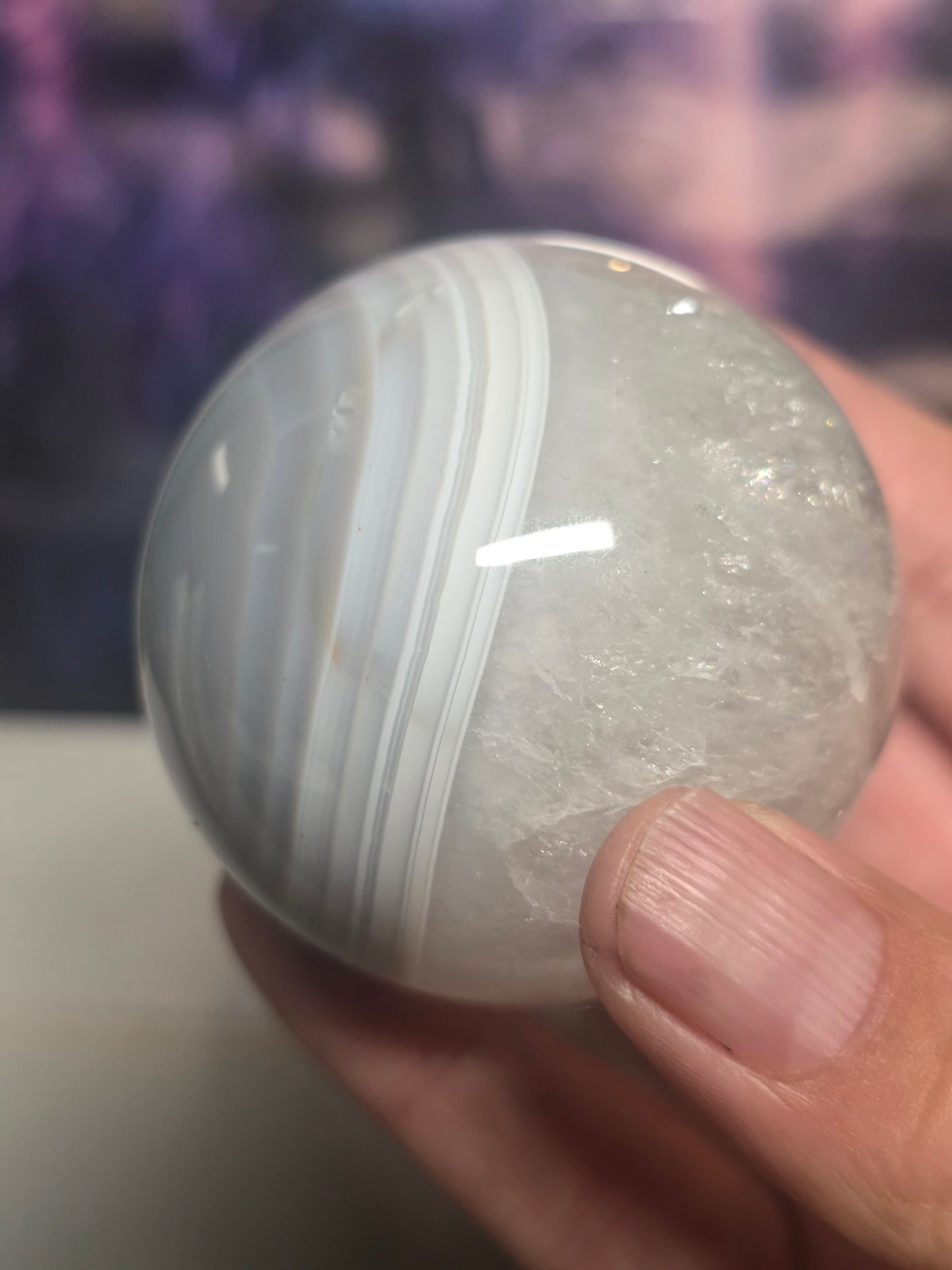 Banded agate sparkly sphere no 8