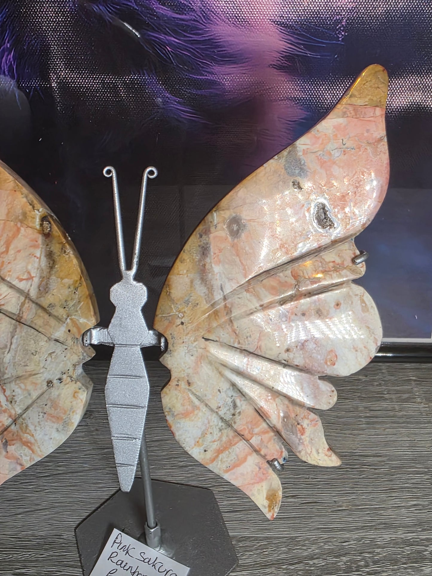 Indonesia pink sakura agate butterflt wings