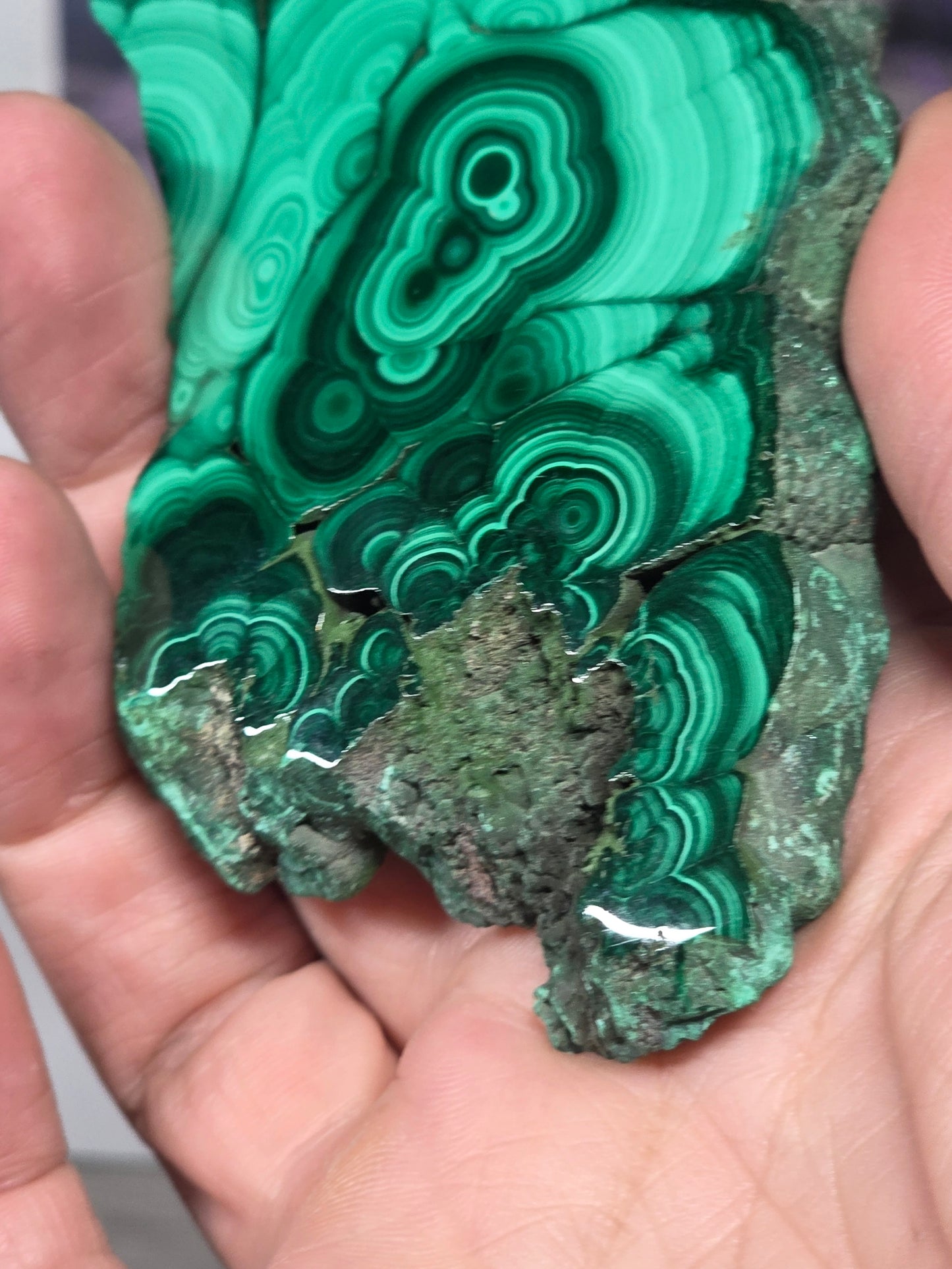 Polished malachite slab 8