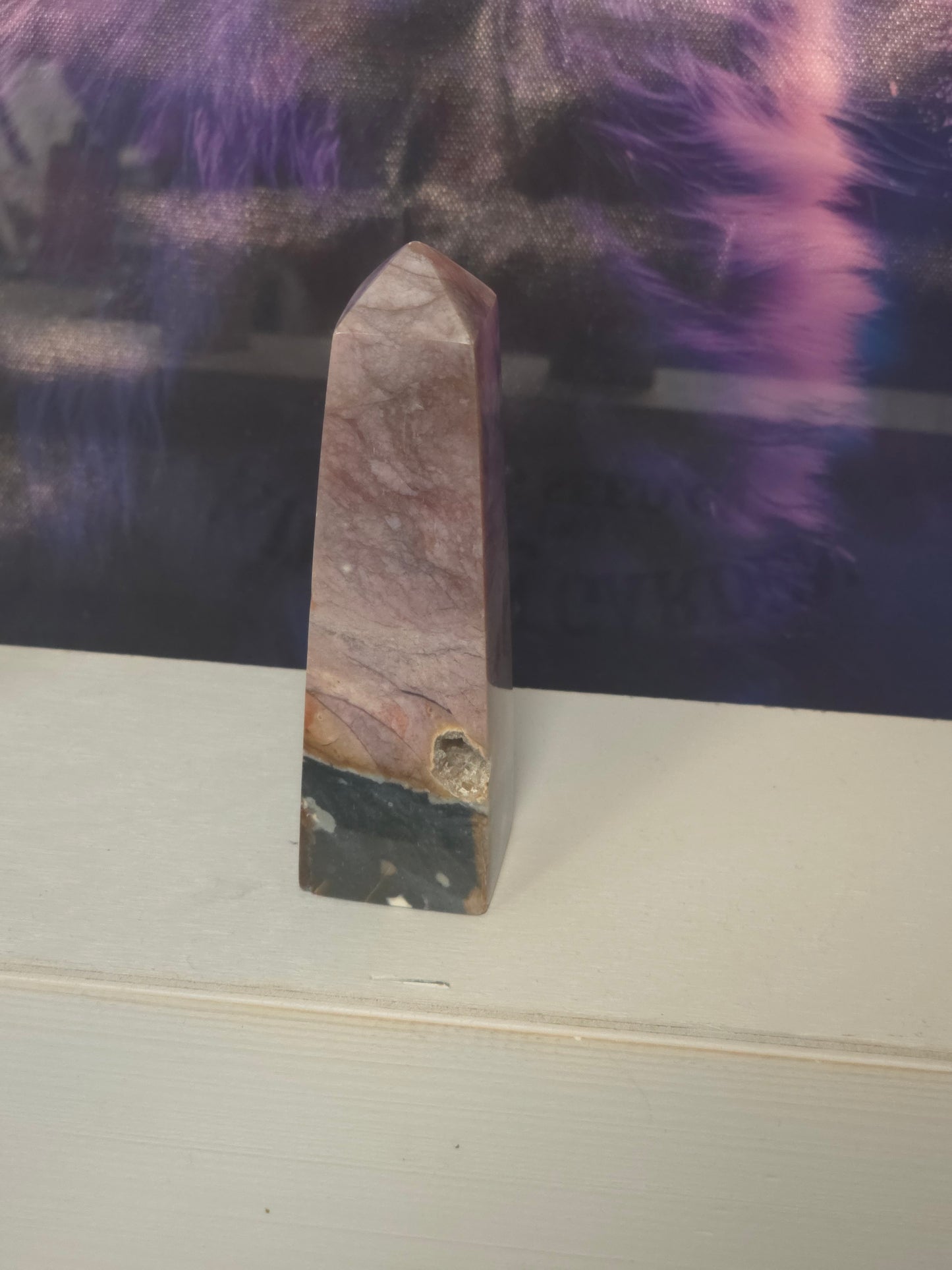 Rainbow chalcedony tower hand carved Indonesia