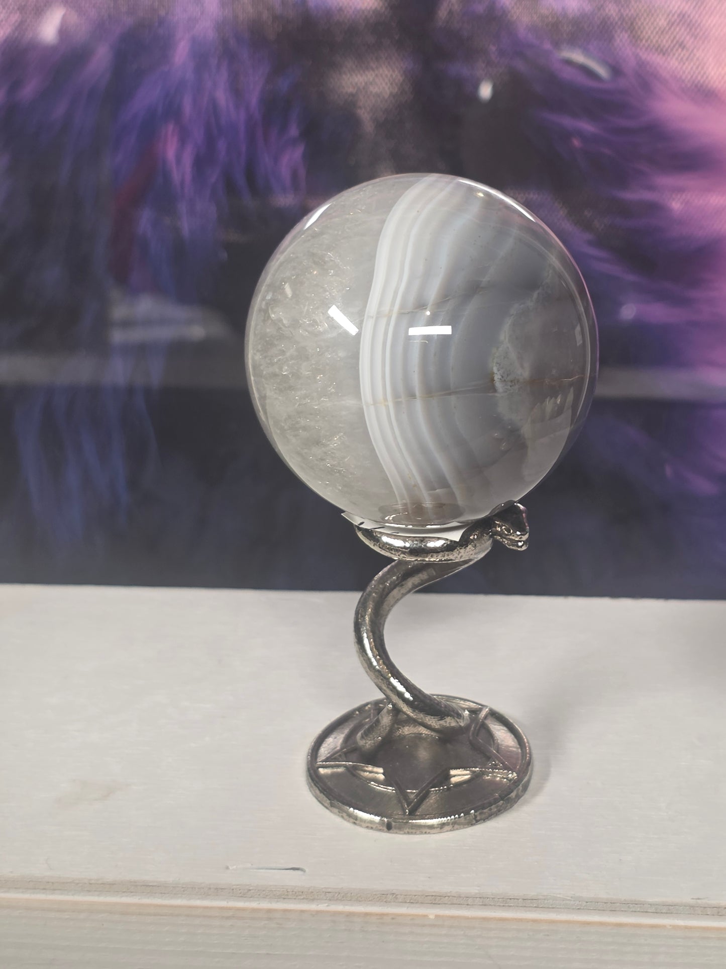 Banded agate sparkly sphere no 8