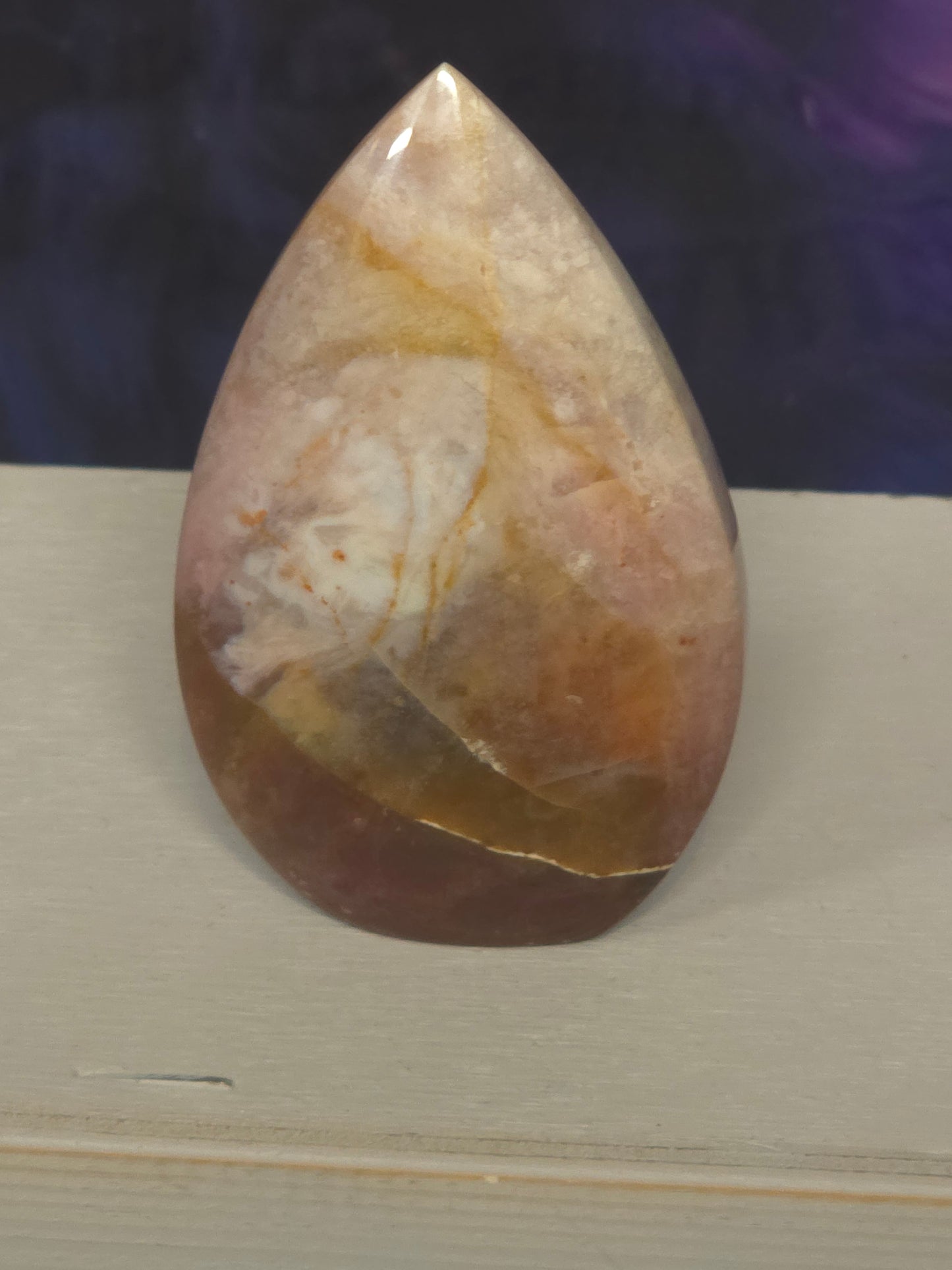 Rainbow chalcodony tear drop hand carved Indonesia 2