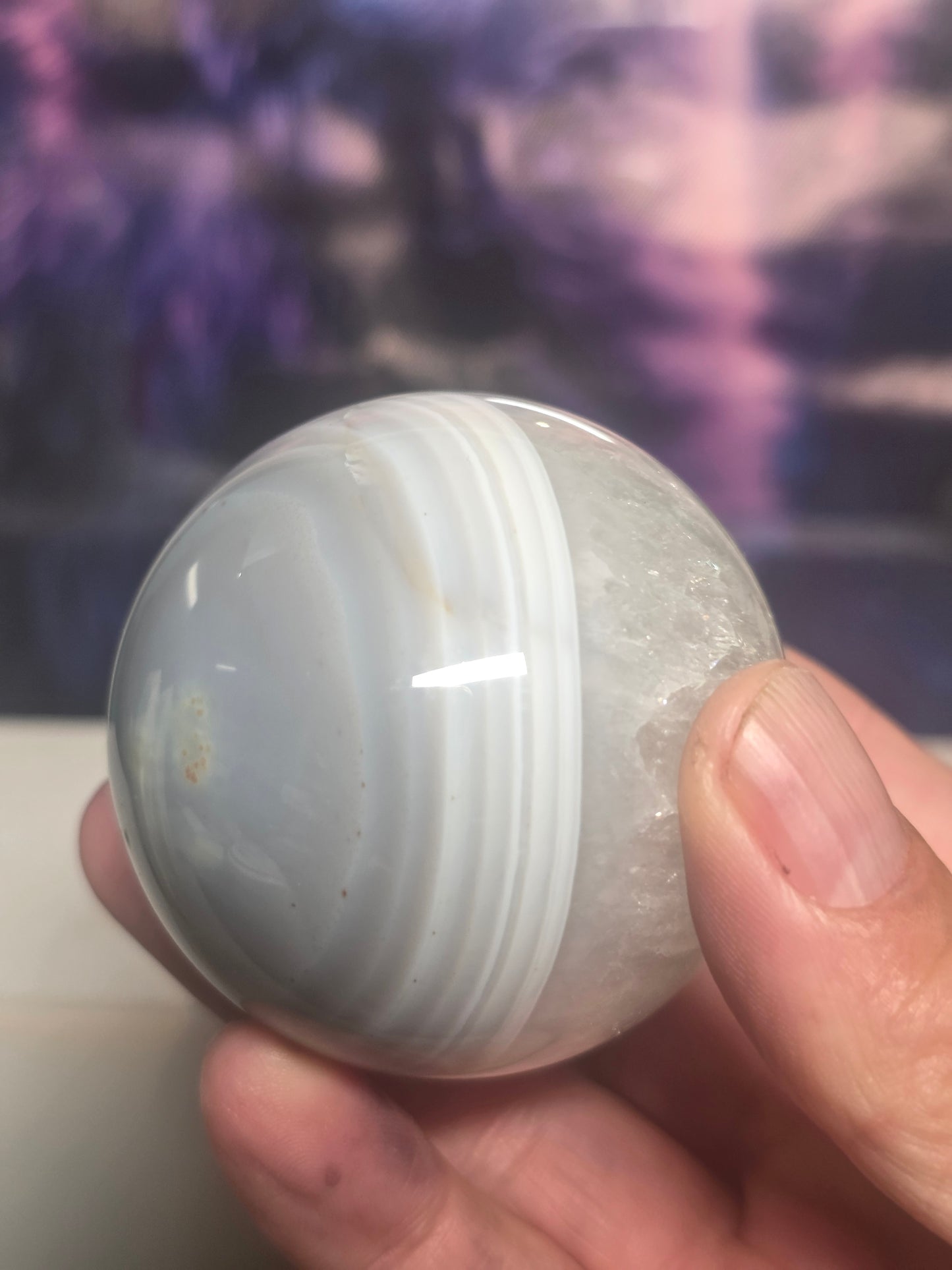 Banded agate sparkly sphere no 8
