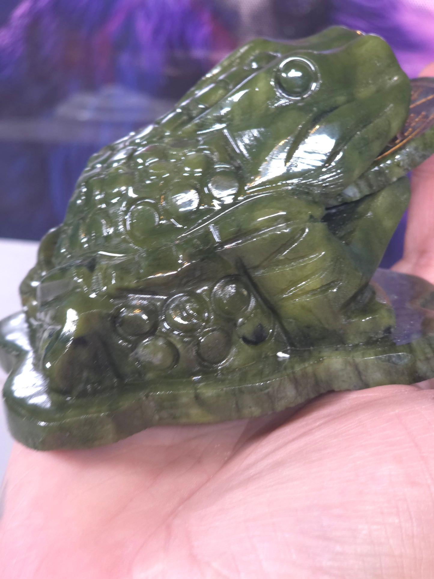Green money toad Chinese good luck with spinning coin