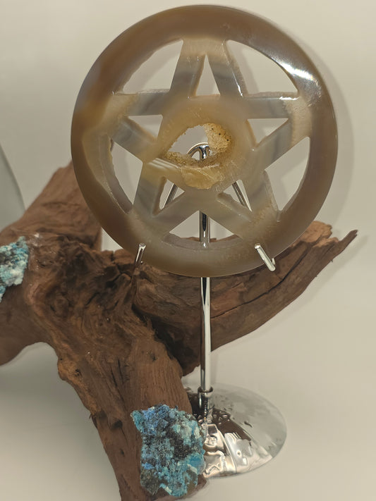 Druzya Chalcedony Agate pentagram