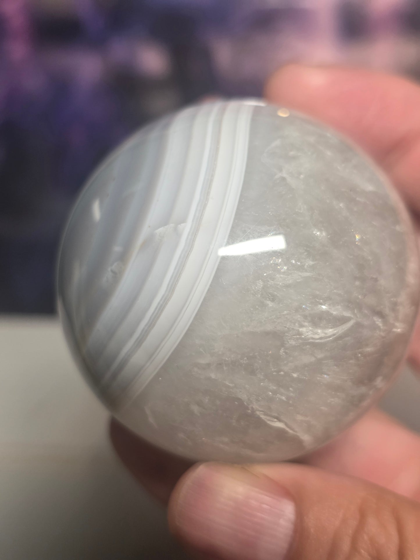 Banded agate sparkly sphere no 8