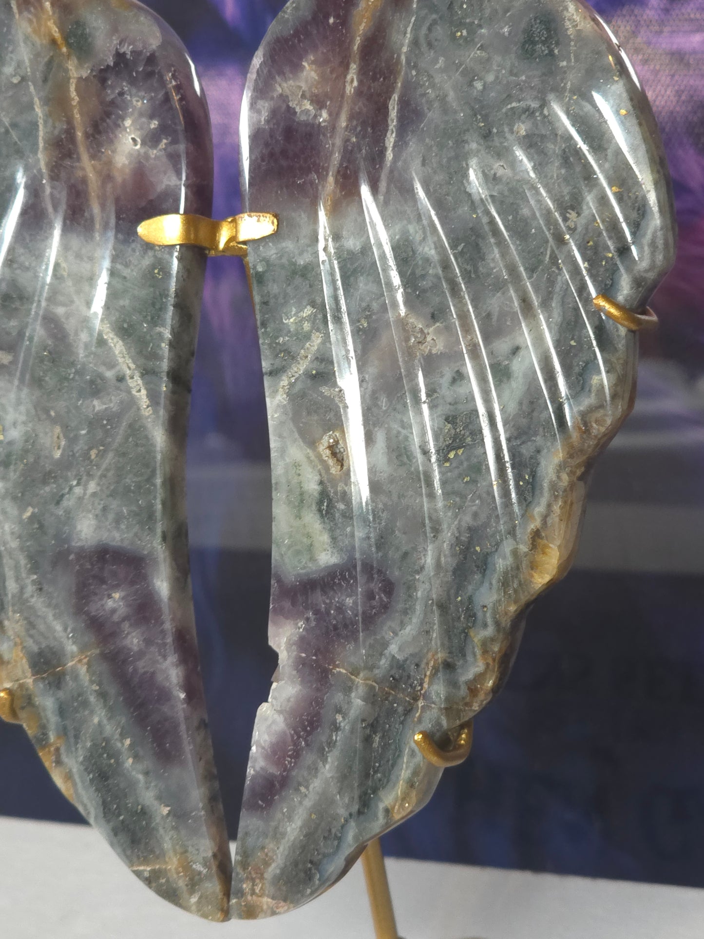 Purple and blue chalcodony angel wings Indonesia