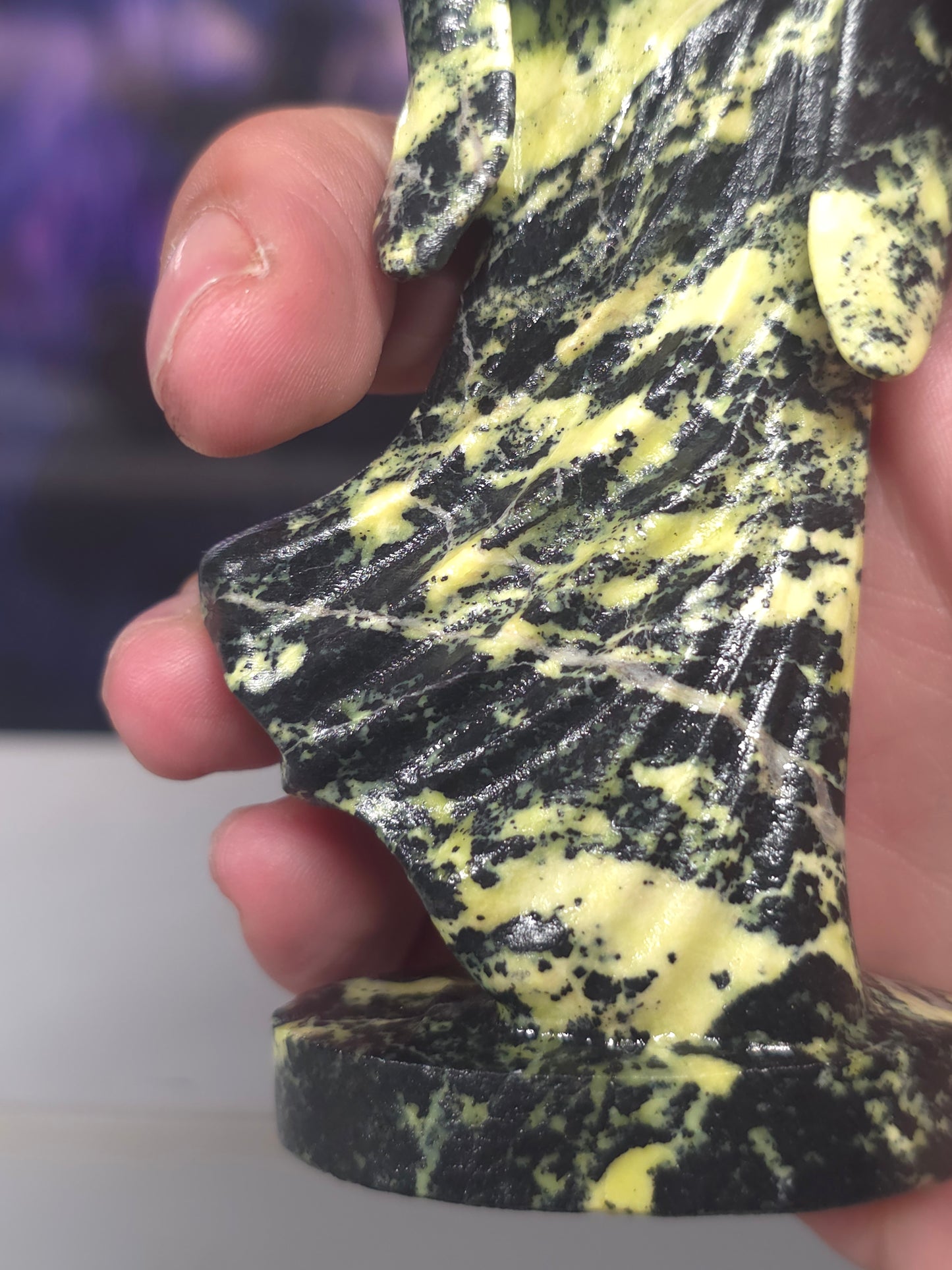Green opal ghost ladies carved