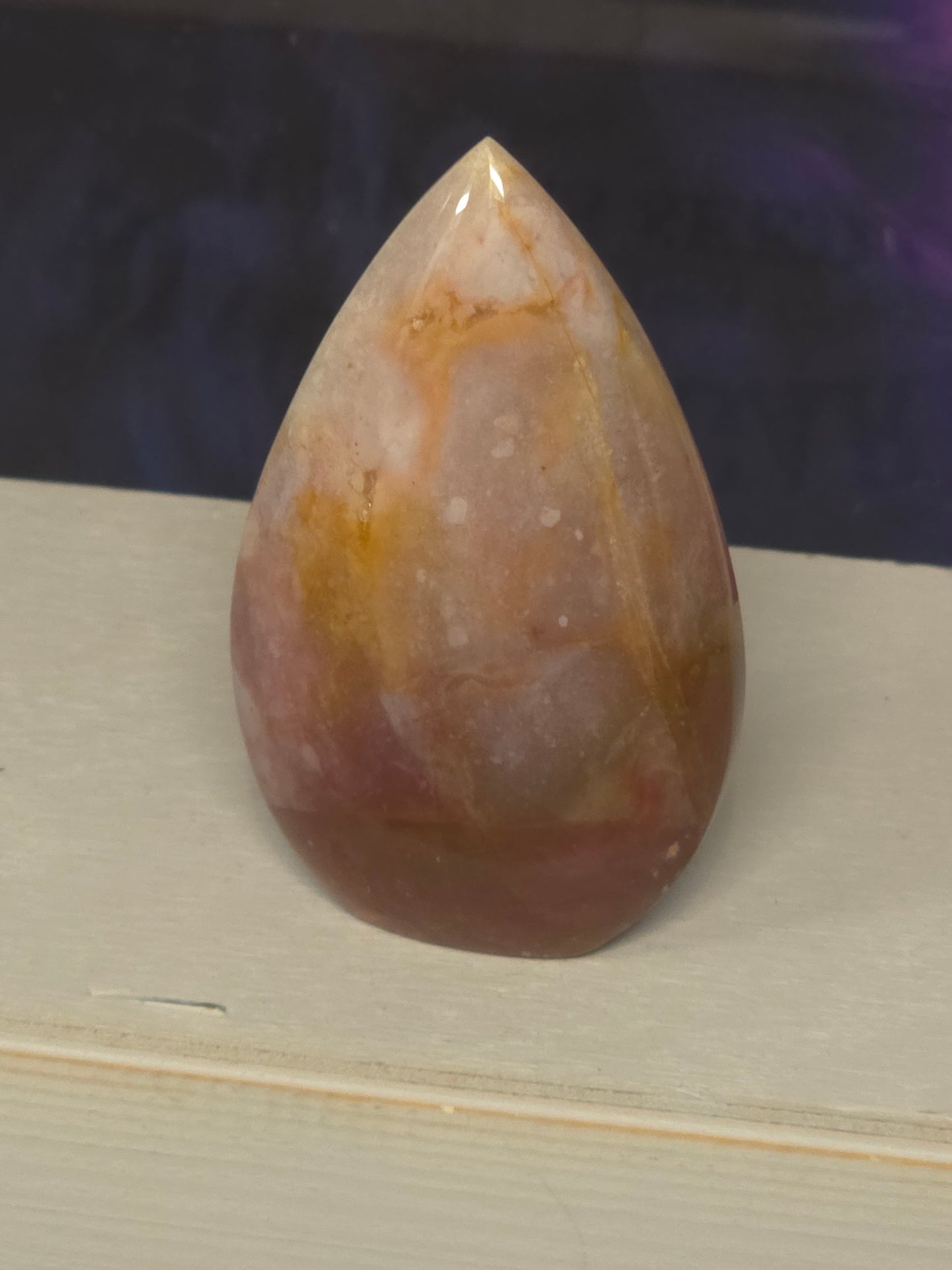 Rainbow chalcodony tear drop hand carved Indonesia