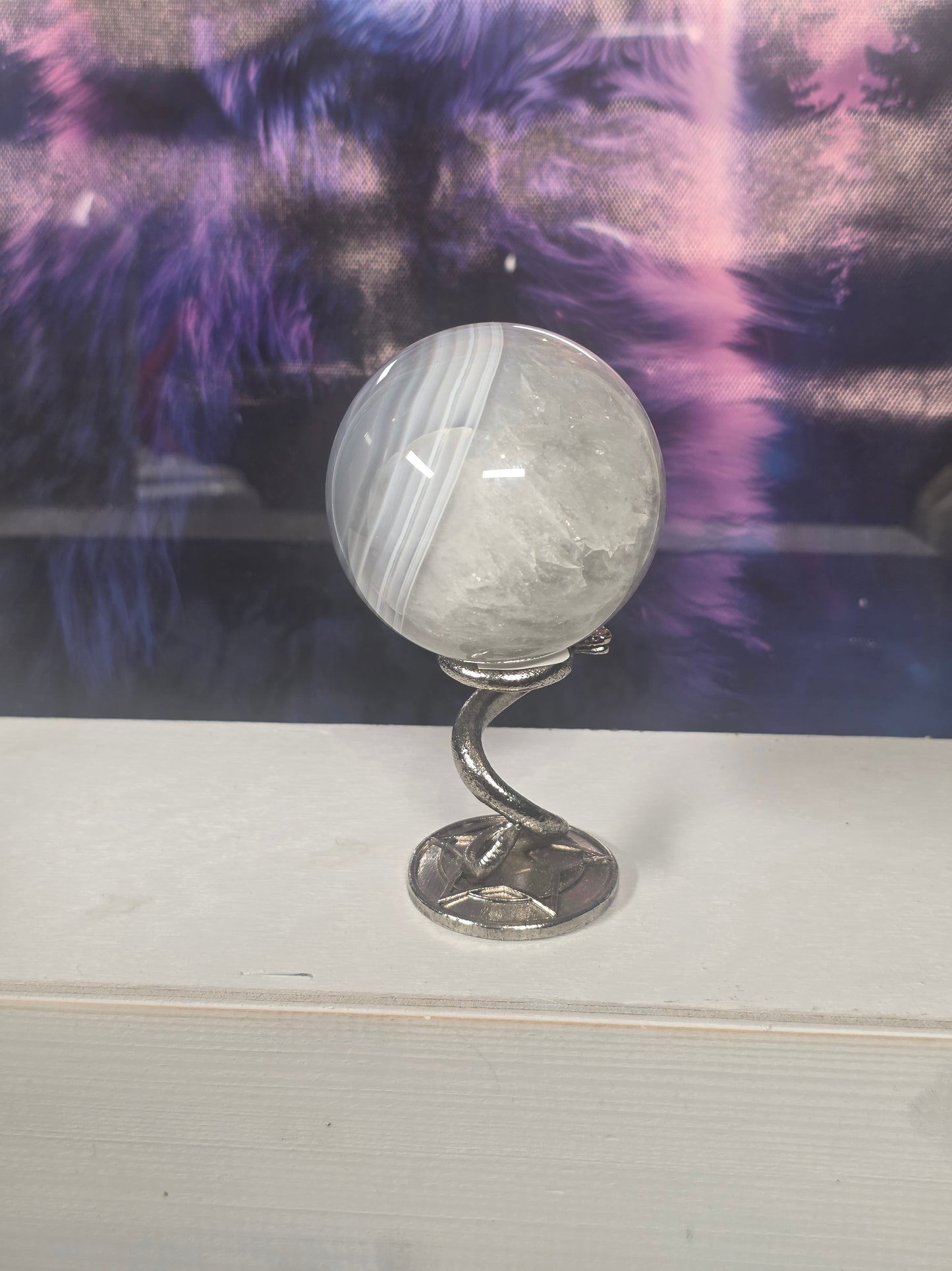 Banded agate sparkly sphere no 8