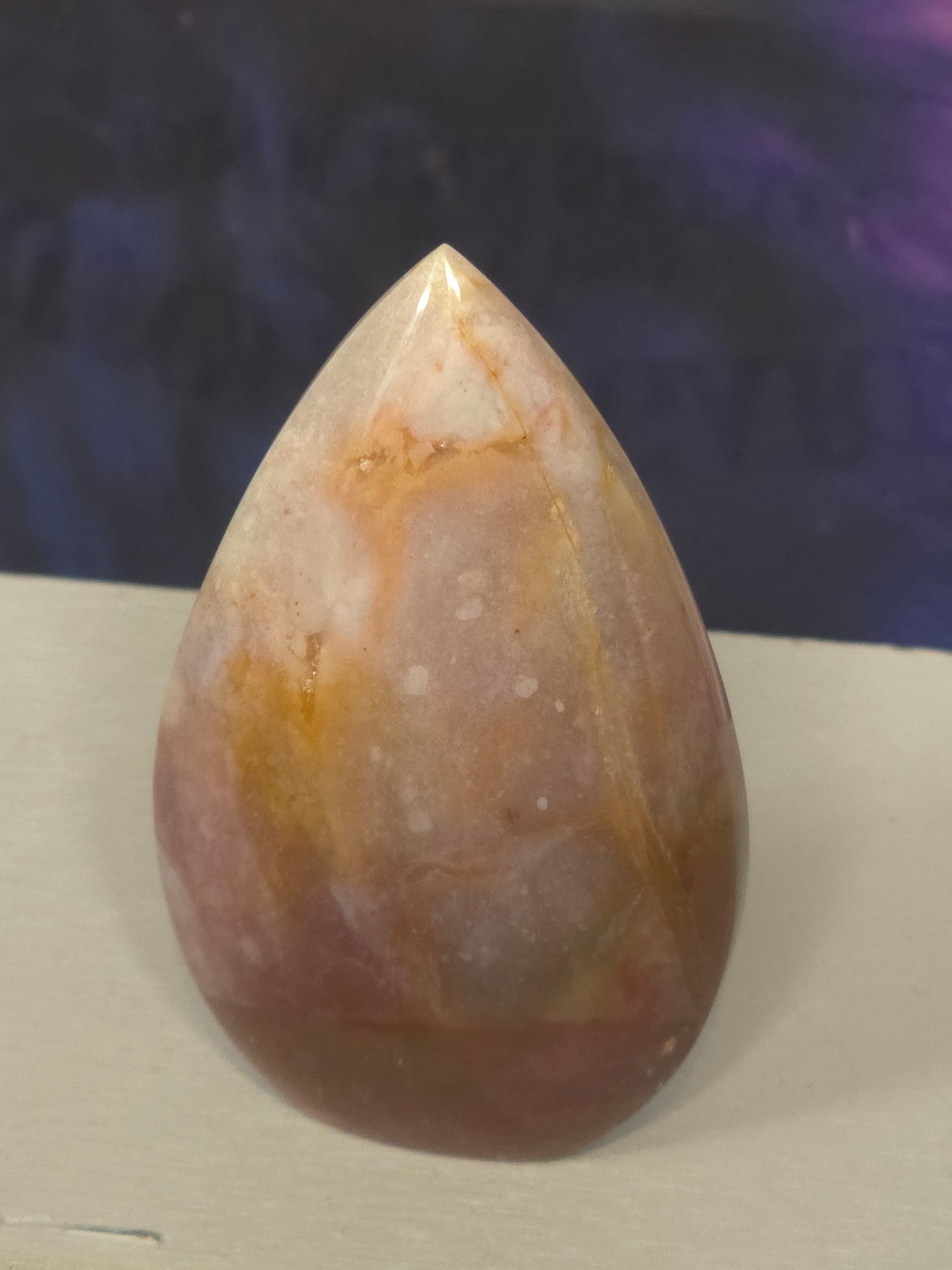 Rainbow chalcodony tear drop hand carved Indonesia 2