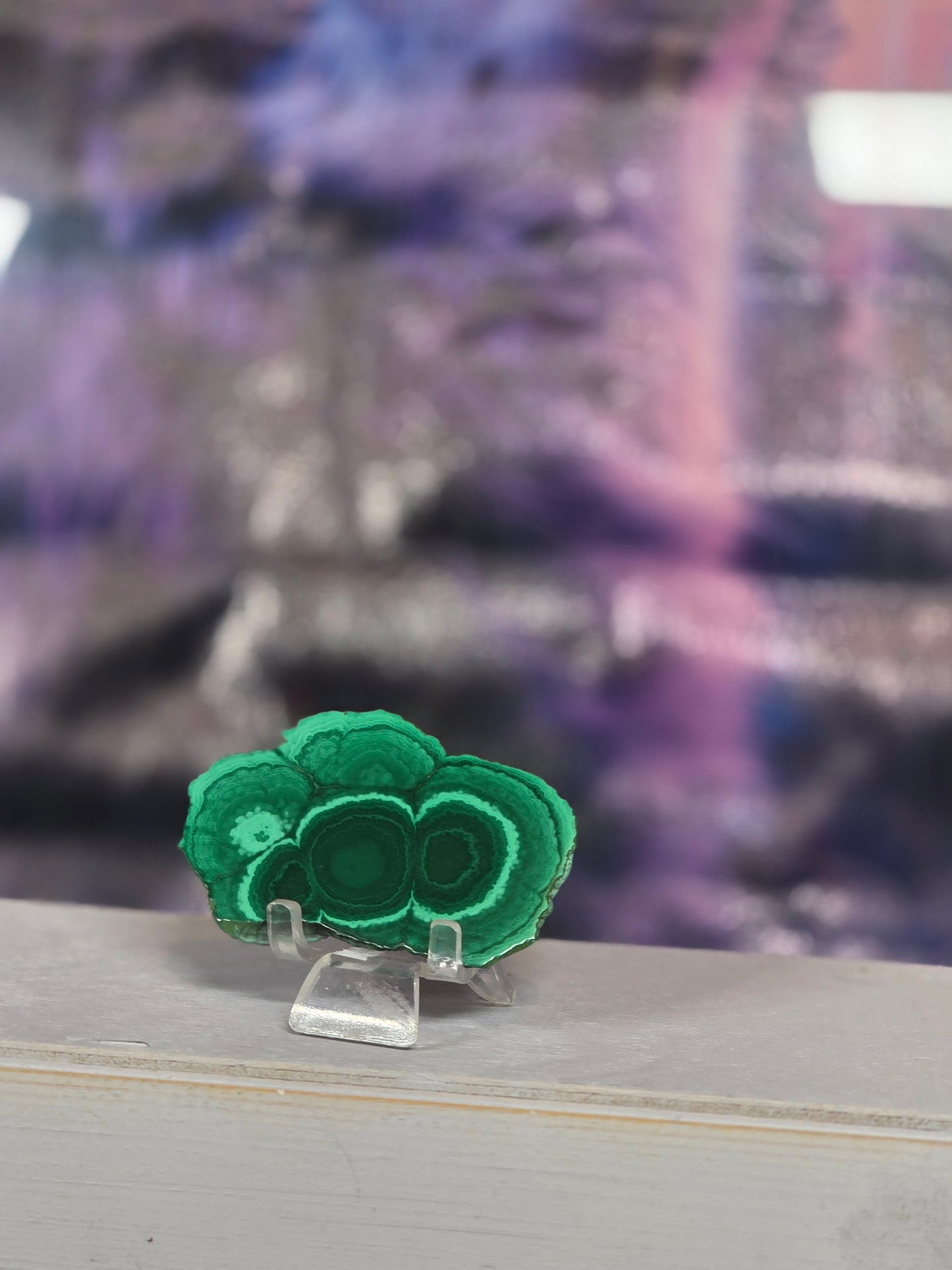 Polished malachite slab