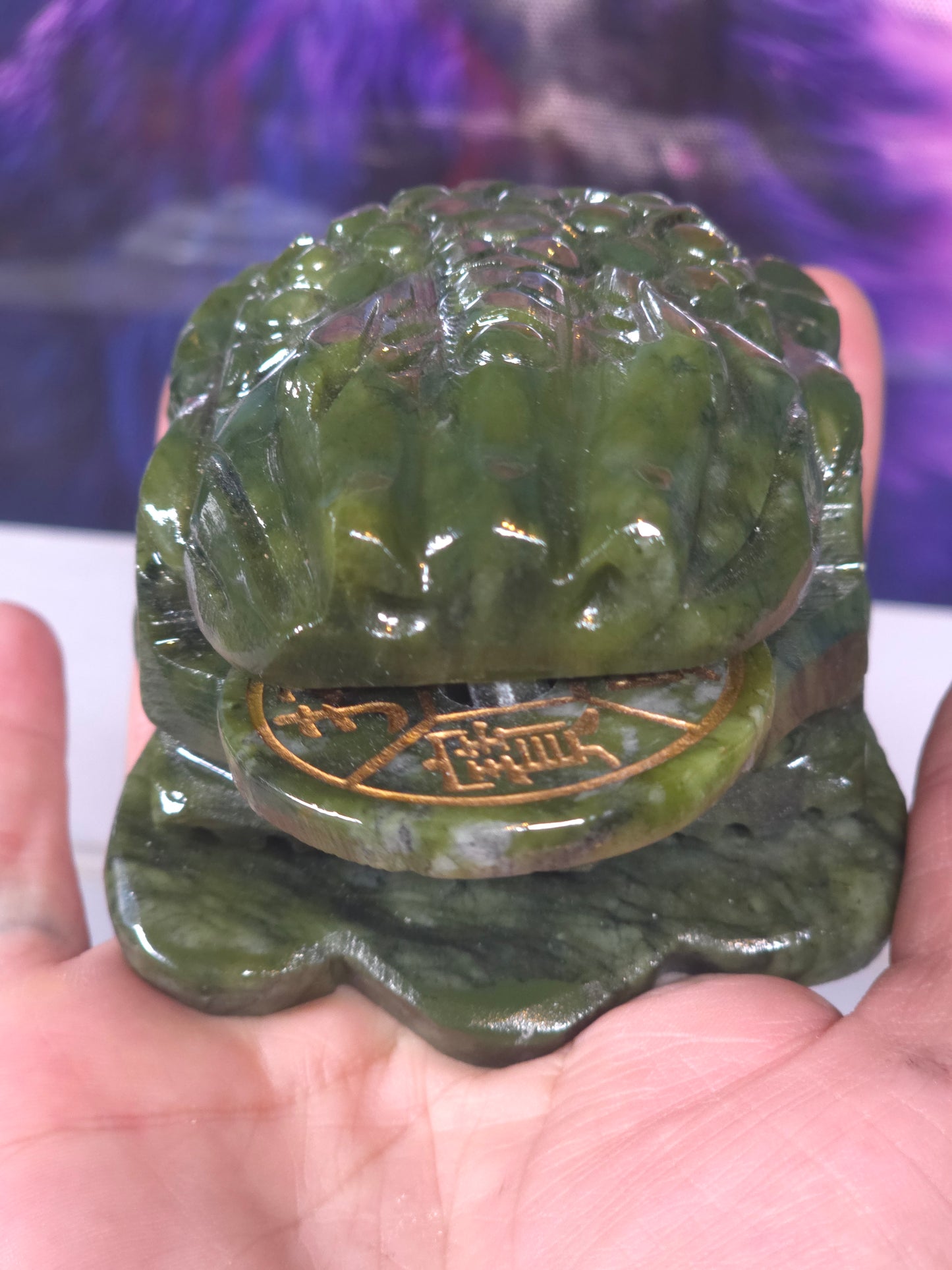 Green money toad Chinese good luck with spinning coin